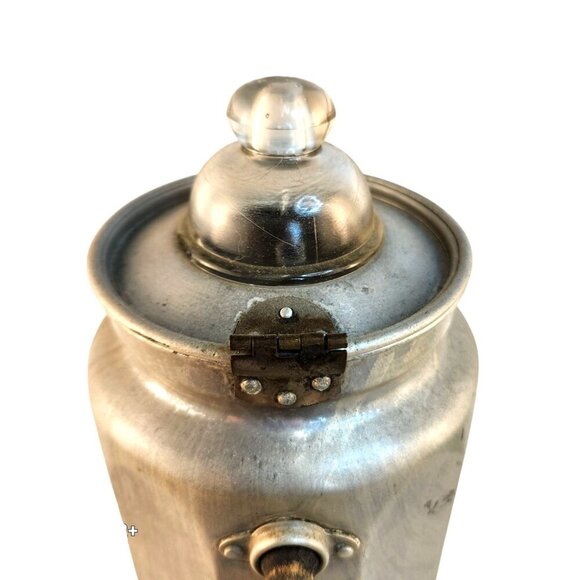 Vintage Aluminum Coffee Percolator With Glass Knob Top & Wooden Handle - Picture 5 of 11